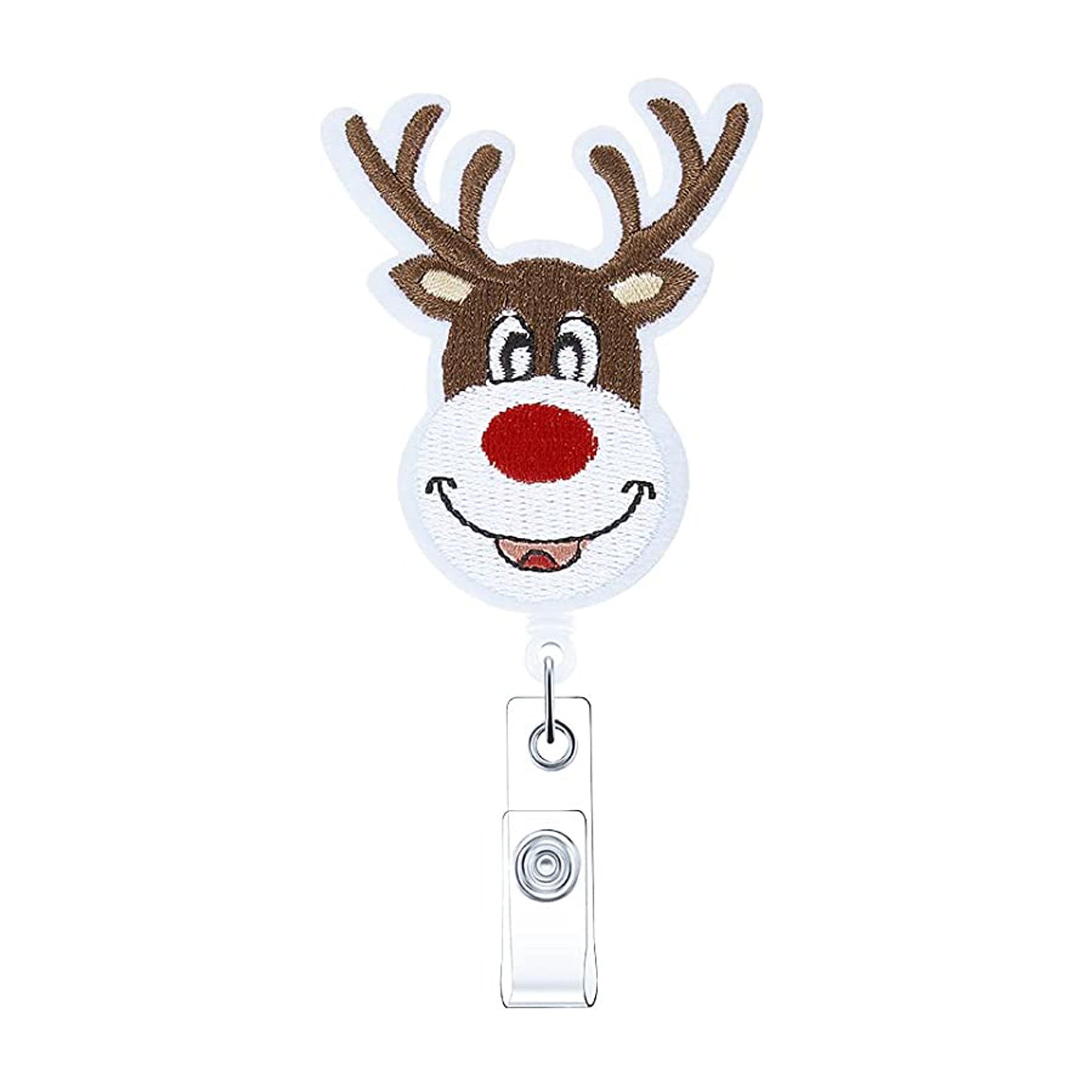 Wholesale ABS Christmas Felt Fabric Embroidered Gingerbread Man Christmas Tree Badge Scroll Extendable Keychain